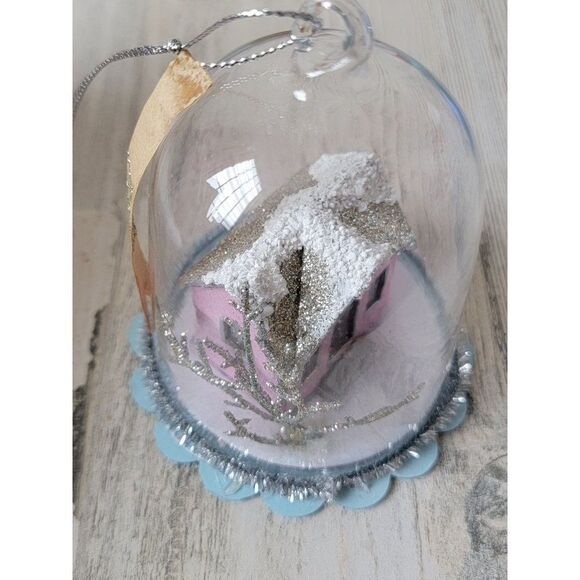 Snow house dome glitter joy ornament Xmas Decor - Picture 3 of 6